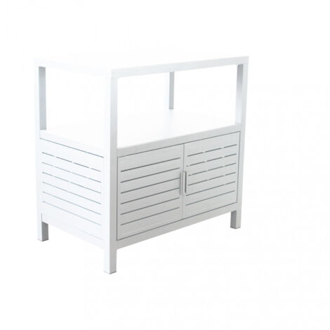 Modulo piano cucina da esterno "Trinidad" struttura in alluminio con 2 ante 2 ripiani 90 cm -Bianco