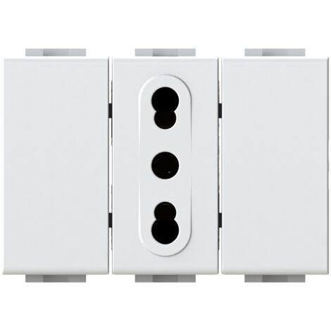 Modulo presa bipasso e 2 copri foro, serie P, bianco, 16A, compatibile con serie BTicino Living Light - 4Box Bitappo 4B.N.BT