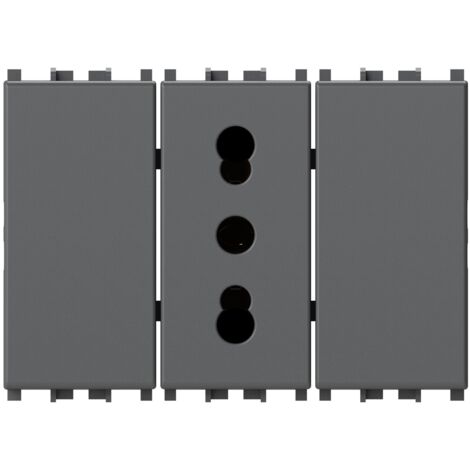 Modulo presa bipasso e 2 copri foro, serie P, grigio, 16A, compatibile con serie Vimar Arkè - 4Box Bitappo 4B.V19.BT