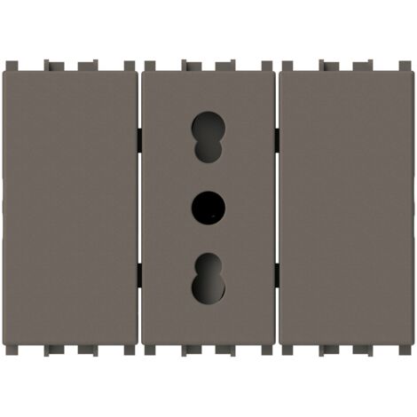 Modulo presa bipasso e 2 copri foro, serie P, metal, 16A, compatibile con serie Vimar Arkè - 4Box Bitappo 4B.V19M.BT