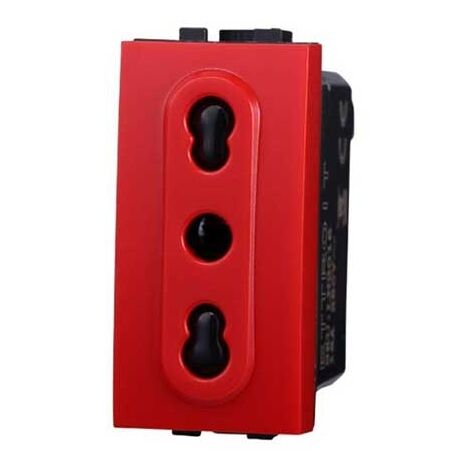 Modulo presa bipasso serie Space, rosso, 16A, compatibile con serie BTicino Living - Ettroit LN2016