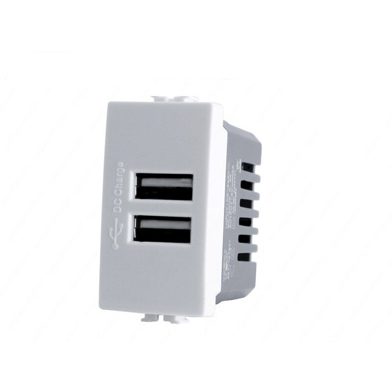 Modulo presa doppia usb da muro per placca cassetta 503 compatibile con matix 5V 2 Usb bianco