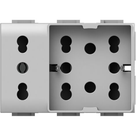 Modulo presa multistandard, 10A, 16A e schuko, serie P, bianco, compatibile con serie BTicino Living Light - 4Box Side XL 4B.N.H21.XL