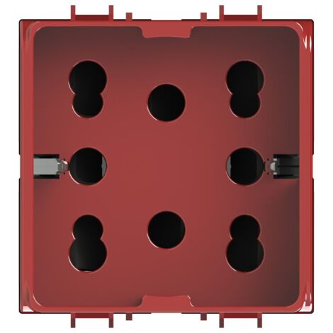 Modulo presa multistandard, 10A, 16A e schuko, serie P, rosso, compatibile con serie Gewiss Chorus - 4Box Side 4B.G10R.H21