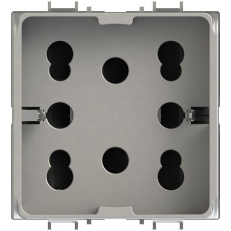 Modulo presa multistandard, 10A, 16A e schuko, serie P, titanio, compatibile con serie Gewiss Chorus - 4Box Side 4B.G14.H21