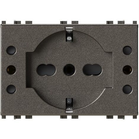 Modulo presa schuko e 2 prese 10A, serie P, metal, 16A, compatibile con serie Vimar Arkè - 4Box P503 4BP503.V19M