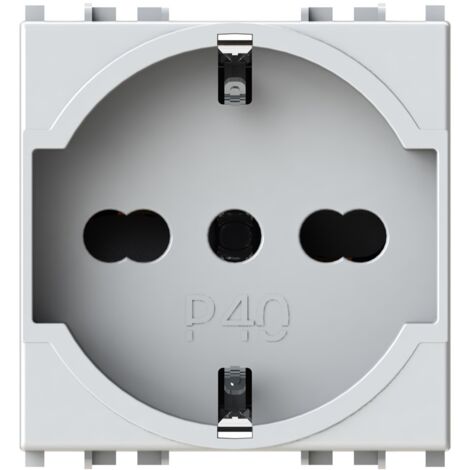 Modulo presa schuko, serie P, bianco, 16A, compatibile con serie Vimar Plana - 4Box P40 4B.V14.P40