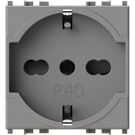 Modulo presa schuko, serie P, metal, 16A, compatibile con serie Vimar Arkè - 4Box P40 4B.V19M.P40