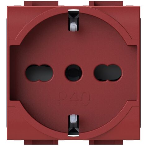 Modulo presa schuko, serie P, rosso, 16A, compatibile con serie BTicino Matix - 4Box P40 4B.AMR.P40