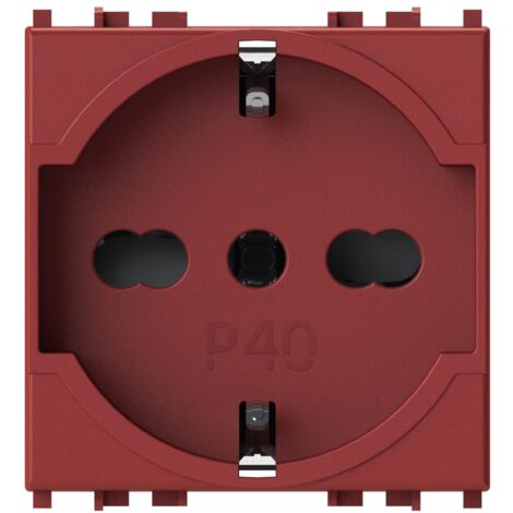 Modulo presa schuko, serie P, rosso, 16A, compatibile con serie Vimar Arkè - 4Box P40 4B.V19R.P40