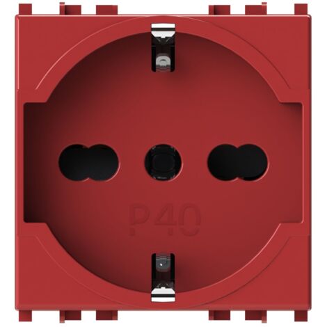 Modulo presa schuko, serie P, rosso, 16A, compatibile con serie Vimar Plana - 4Box P40 4B.V14R.P40