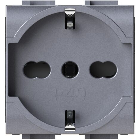 Modulo presa schuko, serie P, tech, 16A, compatibile con serie BTicino Living Light - 4Box P40 4B.NT.P40