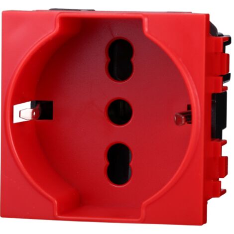 Modulo presa schuko serie Space, rosso, 16A, compatibile con serie BTicino Living - Ettroit LN2116