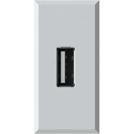 Modulo presa USB 2.0 tipo A, 5Vdc 2,1A, serie U, bianco, compatibile con serie BTicino Axolute - 4Box USB 2.1 4B.HD.USB