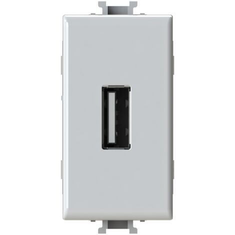 Modulo presa USB 2.0 tipo A, 5Vdc 2,1A, serie U, bianco, compatibile con serie BTicino Matix - 4Box USB 2.1 4B.AM.USB