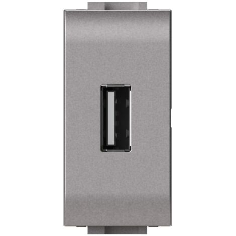 Modulo presa USB 2.0 tipo A, 5Vdc 2,1A, serie U, tech, compatibile con serie BTicino Living Light - 4Box USB 2.1 4B.NT.USB