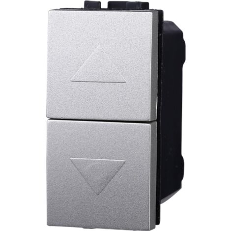 Modulo pulsante doppio, interblocco saliscendi, serie Space, grigio, compatibile con serie BTicino Living - Ettroit LG1204