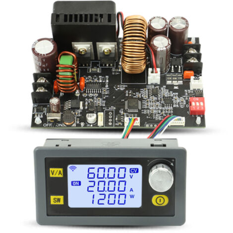 Módulo regulador de voltaje CC ajustable CNC con pantalla LCD, voltaje y corriente constantes, 20 A, 1200 W