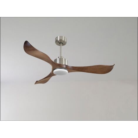 Modulo Regular Ring - Super destratificateur et ventilateur DC 132 cm Chrome pales bois blanc sans Lumière  25 à 40 m²