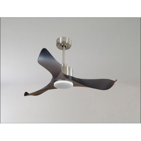 Modulo Regular Ring - Super destratificateur et ventilateur DC 166 cm Chrome pales bois clair sans Lumière  30 à 60 m²