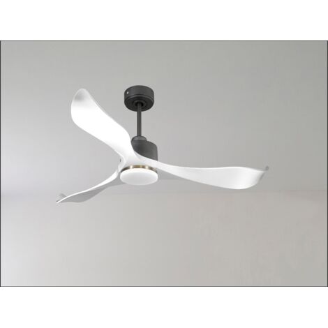 Modulo Regular Ring - Super destratificateur et ventilateur DC 166 cm Gris basalte pales bois blanc sans Lumière  30 à 60 m²