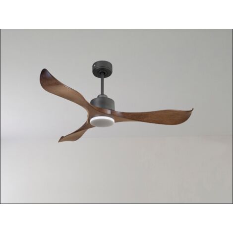 Modulo Regular Ring - Super destratificateur et ventilateur DC 166 cm Gris basalte pales bois noir sans Lumière  30 à 60 m²