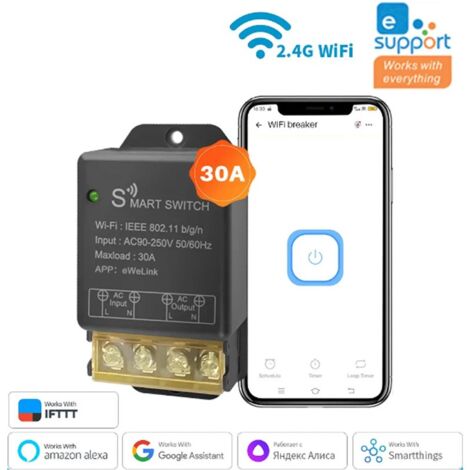 Modulo Relè a 1 Canale Smart WiFi ad Alta Potenza 30A Compatibile con eWeLink