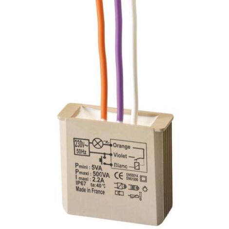 YOKIS Modulo rele elettronico passo-passo temporizzabile, 500w, sistema filare ad incasso, senza neutro urmet 5454050
