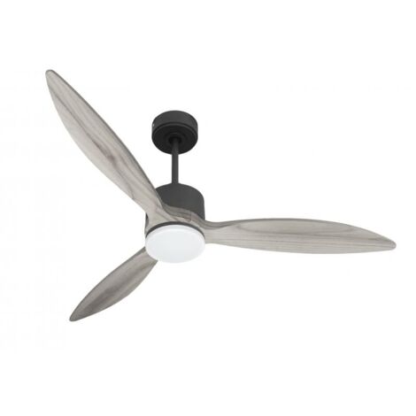 Modulo slim - Super destratificateur et ventilateur DC 132 cm  Gris basalte pales bois gris avec Lumière 25 à 35 m²