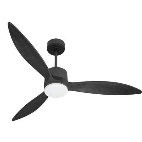 Modulo slim - Super destratificateur et ventilateur DC 132 cm Gris basalte pales bois noir avec Lumière 25 à 35 m²