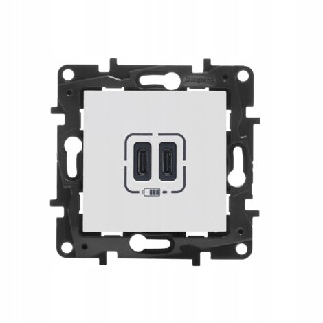 Modulo step Niloe, presa di ricarica bianca, 2 porte USB tipo C, 3A, 5V, 15W, codice 863139