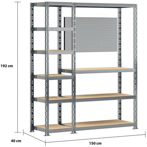 MODULO STORAGE Concept rangement de garage + établi - longueur 150 cm - 10 plateaux