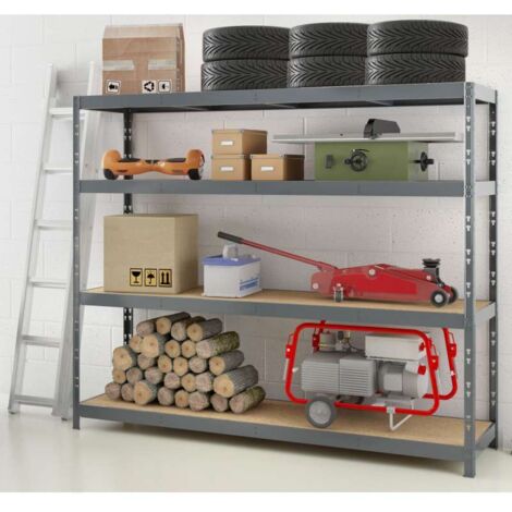 MODULO STORAGE Lot de 3 étagères Rack - 4 plateaux - 220 x 50 cm - charge lourde