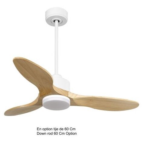 Modulo Ventilateur de plafond pour chambres avec Lumière blanc et bois massif clair 10 à 25 m² KLDC4SlimP5 Sw 106L1WiSlim