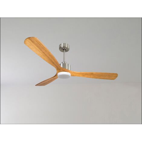 Modulo Ventilateur de plafond pour chambres avec Lumière chromé et bois massif Clair10 à 25 m² KLDC3SlimP542SwL1ChSlim