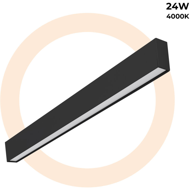 Barcelona Led - Luminaria Lineal led De Suspensión / Superficie 24W - Slim - - Negro