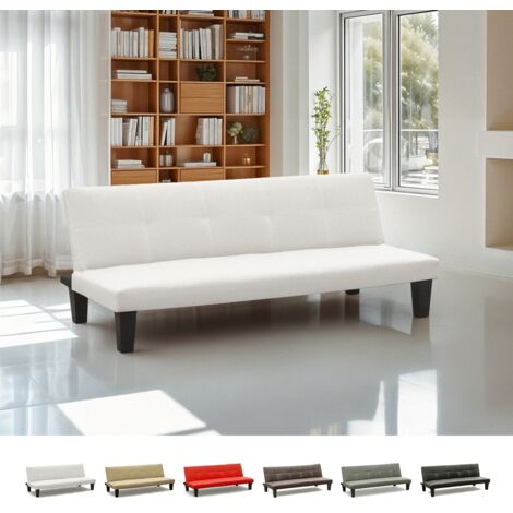 Modus Sofà – Canapé convertible clic-clac 3 places en similicuir blanc – Mécanisme clic-clac pratique – Dimensions 175x80x69 cm – Confort optimal