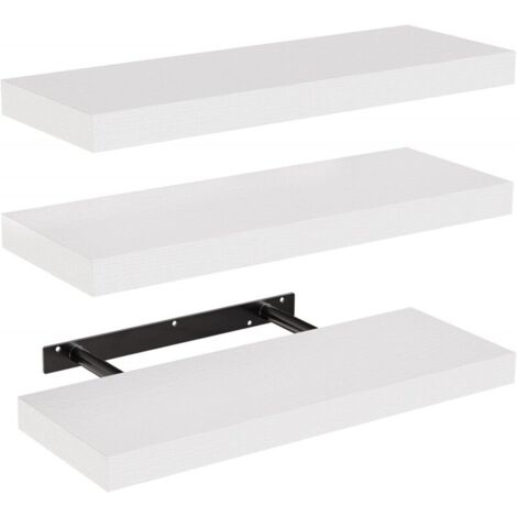 MÖBEL Schweberegale, Wandregale für Bad/Wohnzimmer/Schlafzimmer/Küche, weiße Regale mit unsichtbaren Halterungen, 3er-Set