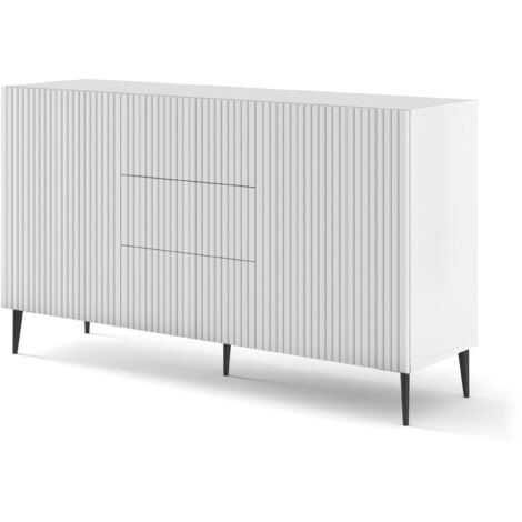 BB-LOISIR MÖBEL WOHNKOMMODE S. RAVENNA cm149x41x86h WEISS MATT SCHWARZE FÜSSE