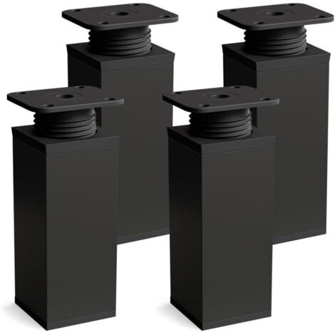 Möbelfüße 4er Set  Ausführung: Mattschwarz  Höhe: 60mm verstellbar  Eckige Form