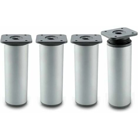 Möbelfüße Badezimmermöbelfüße 4er-Set Design: Silber Höhe: 20 cm (+2 cm) verstellbar, 8-20 cm optional Runde Form: ø4 cm Material: Aluminium