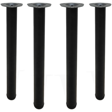 Möbelfüße Metall Schwarz matt 710mm Ø60mm 4er Set Tischbeine höhenverstellbar