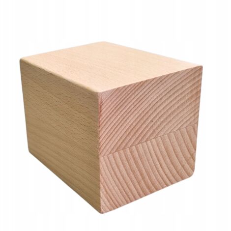 Möbelfuß - 8 x 8 x 10 cm - Buche - Sandgestrahlte Oberfläche mit abgerundeten Kanten - Fertig zum Streichen