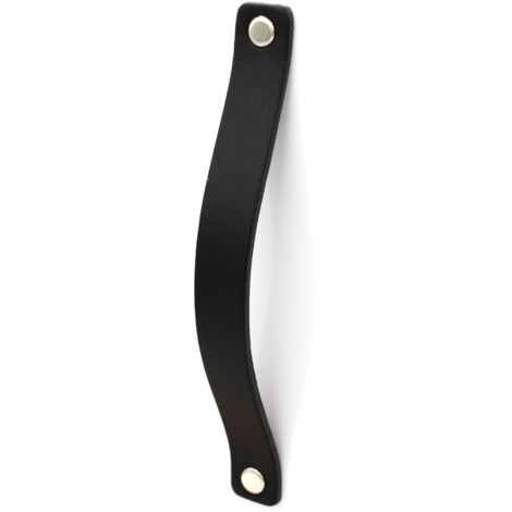 Möbelgriff 16 cm, Leder, schwarz, Black Tree, Möbelgriffe + Schrauben