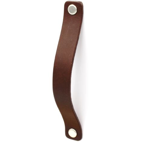 Möbelgriff aus Leder, 12,8 cm, Schokobraun, Black Tree, Möbelgriffe + Schrauben
