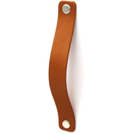 Möbelgriff, Leder, 128 mm, Cognac, Black Tree + Beschläge und Schrauben