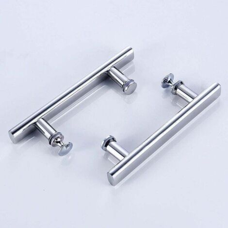 Möbelgriff - Set mit 2 verchromten Duschtürgriffen, Lochabstand 145 mm (14,5 cm).