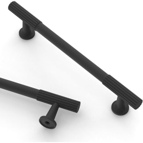 Möbelgriffe in Mattschwarz, 9,6 cm Mitte-zu-Mitte-Abstand, 2 Möbelgriffe/Schubladengriffe.