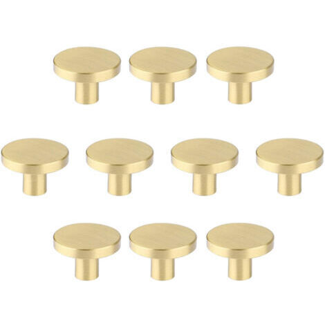 Möbelknöpfe aus gebürstetem Messing, goldene Kommoden-Schubladenknöpfe für Schränke, Flure, Badezimmer und Küchen, 10er-Pack (30 mm Pilzform)