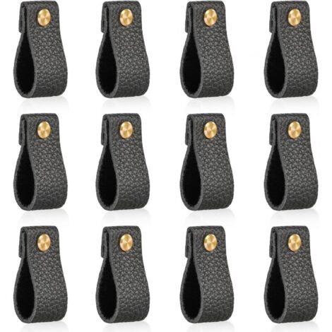 Möbelknöpfe aus Leder, 146 mm, stoßfest, für Schranktüren, Schubladengriffe, tolles Geschenk, Schwarz, MUMU, 12 Stück